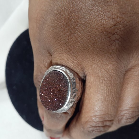 JENNA BLUE RED DRUZY STERLING SILVER 925 RING - Picture 2 of 7